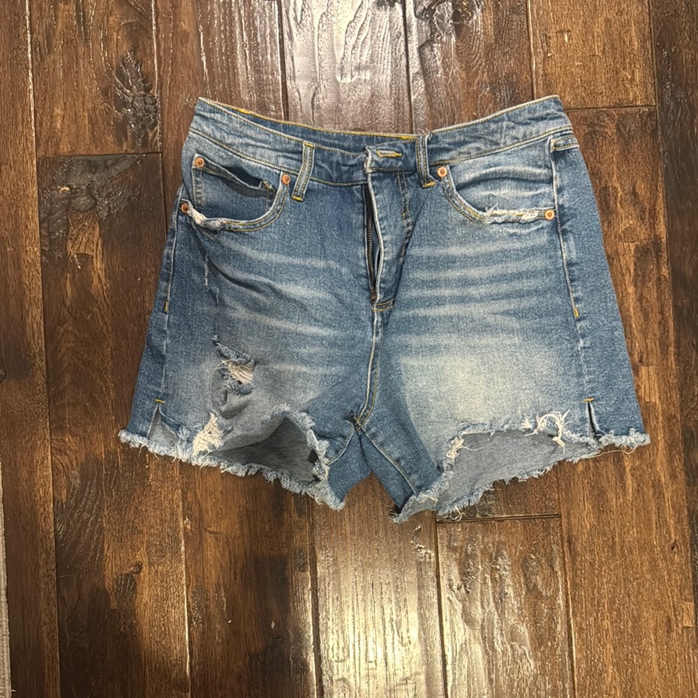 INC International Concepts Blue Jean Shorts with Distressed Details